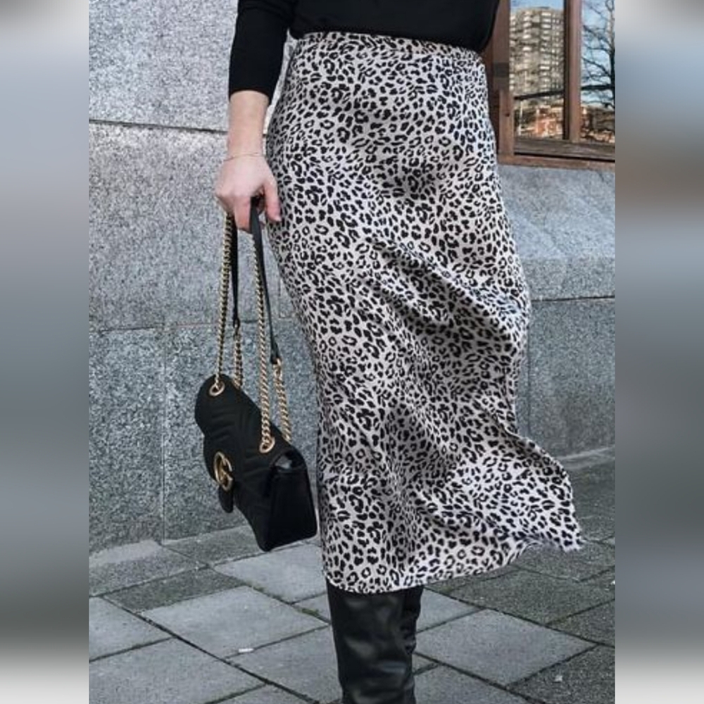 MNG Leopard Print Maxi Skirt Medium